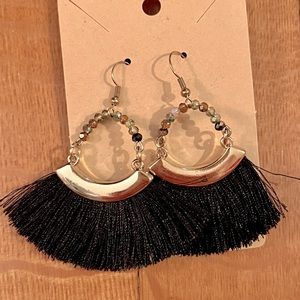 Handmade fan and bead earrings